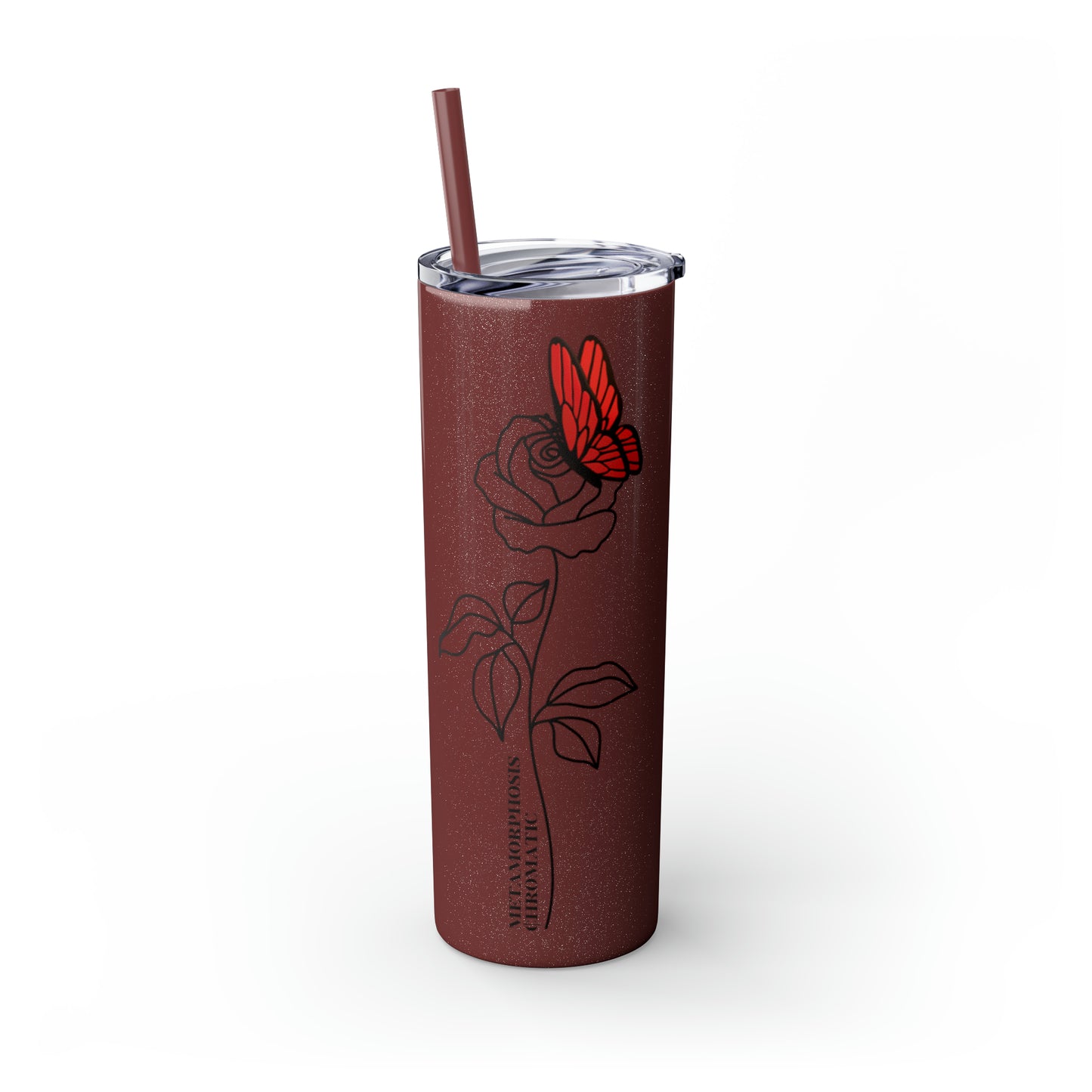 METAMORPHOSIS ROSE - Skinny Tumbler with Straw, 20oz